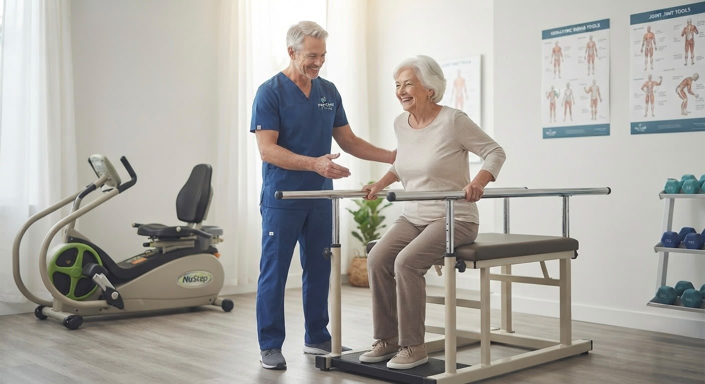 Physiotherapist reviewing a treatment plan with a patient